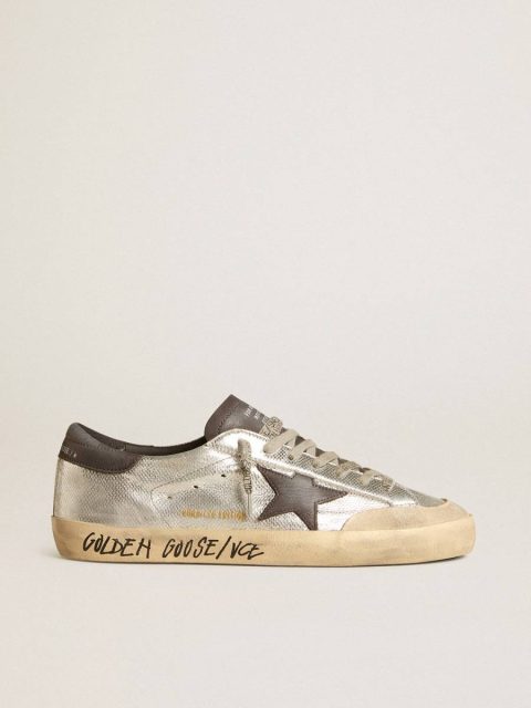 Men's Silver Super-Star Ltd With Black Nubuck Star And Heel Tab Super-Star Men Golden Goose