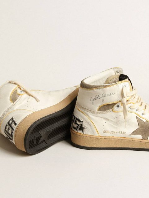 Men’s Sky-Star In White Nappa Leather With Dove-Gray Suede Star Golden Goose Sky-Star Men - Image 4