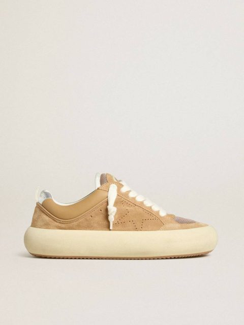 Men's Space-Star Cube In Tobacco Suede With Perforated Star Space-Star Golden Goose Men