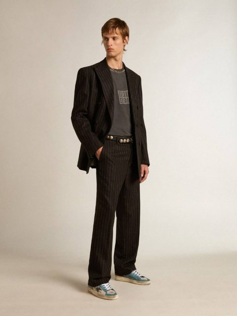 Men's Stardan In Distressed Mesh And Petrol-Colored Upper Men Golden Goose Stardan - Image 3