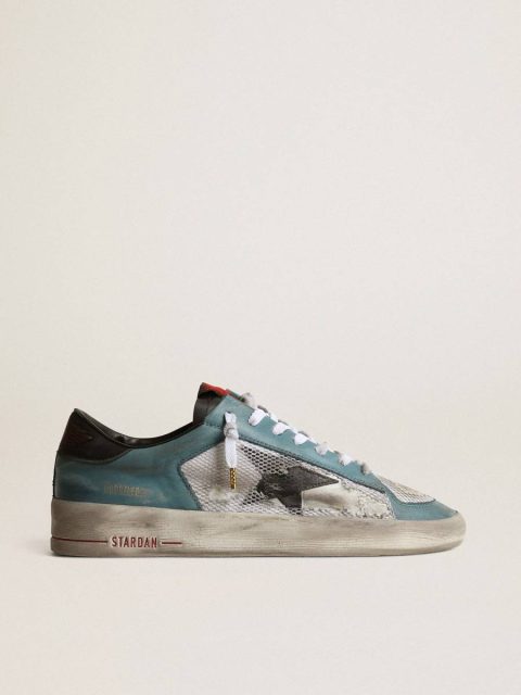 Men's Stardan In Distressed Mesh And Petrol-Colored Upper Men Golden Goose Stardan