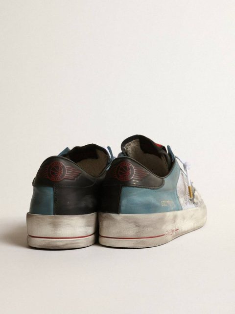 Men's Stardan In Distressed Mesh And Petrol-Colored Upper Men Golden Goose Stardan - Image 5