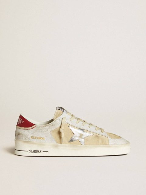 Men's Stardan In Nubuck And Crackle Leather With Silver Metallic Leather Star Men Stardan Golden Goose