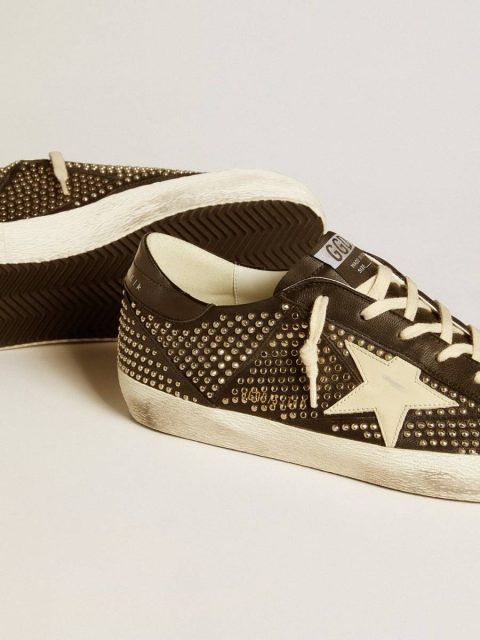 Men’s Super-Star In Studded Black Nappa With White Leather Star Golden Goose Men Super-Star - Image 4