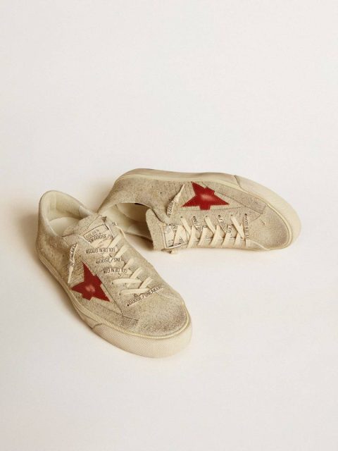Men's Super-Star Ltd In Gray Suede With Red Leather Star Super-Star Men Golden Goose - Image 2