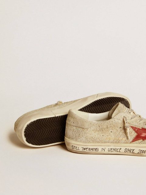 Men's Super-Star Ltd In Gray Suede With Red Leather Star Super-Star Men Golden Goose - Image 4