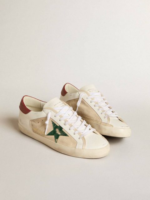 Men's Super-Star Ltd In Suede With Green Metallic Star And Red Heel Tab Golden Goose Men Super-Star - Image 2