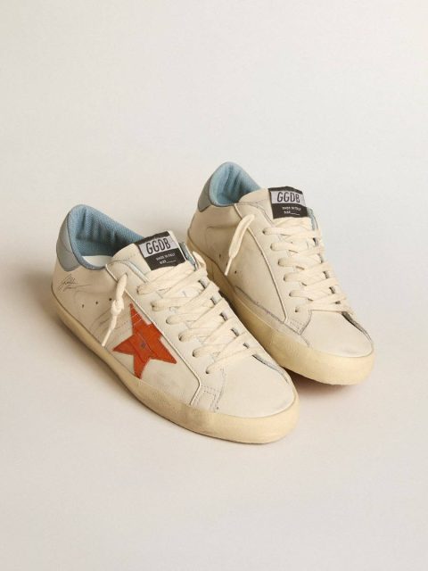 Men's Super-Star With Crocodile-Print Star And Silver-Blue Heel Tab Men Super-Star Golden Goose White - Image 2