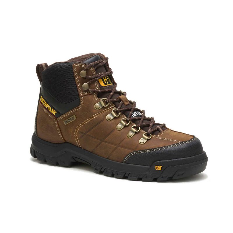 Men's Threshold Waterproof Steel Toe Work Boot Men Boots Real Brown Cat - Image 3