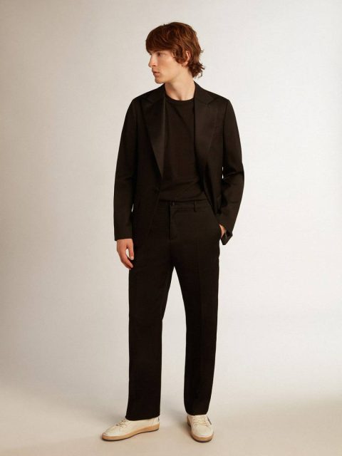 Men’s Tuxedo Jacket In Black Wool Gabardine Men Golden Goose Black Blazers - Image 3