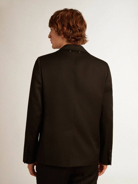 Men’s Tuxedo Jacket In Black Wool Gabardine Men Golden Goose Black Blazers - Image 4