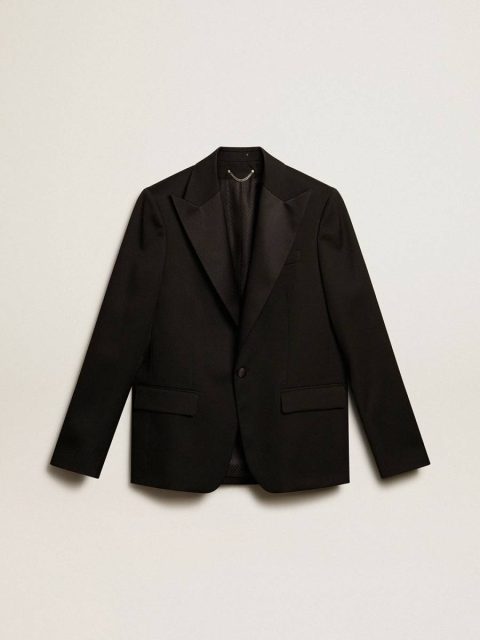 Men’s Tuxedo Jacket In Black Wool Gabardine Men Golden Goose Black Blazers