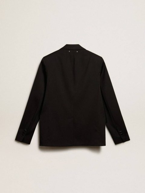 Men’s Tuxedo Jacket In Black Wool Gabardine Men Golden Goose Black Blazers - Image 5