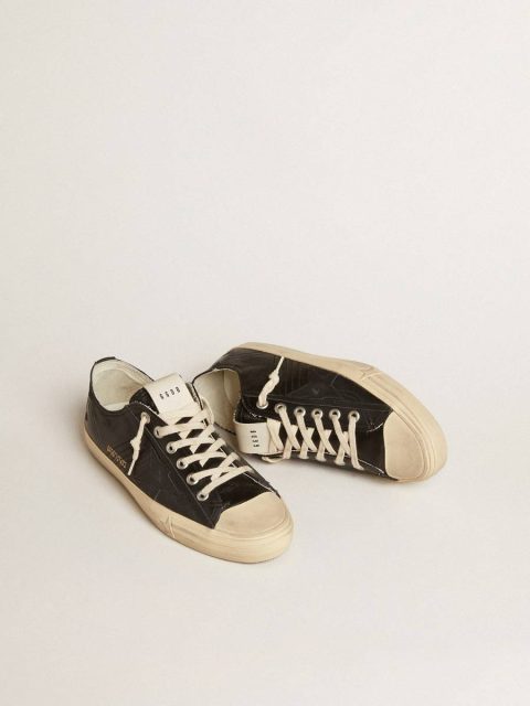 Men's V-Star In Black Nappa Leather With A Black Leather Star Golden Goose Men V-Star - Image 2