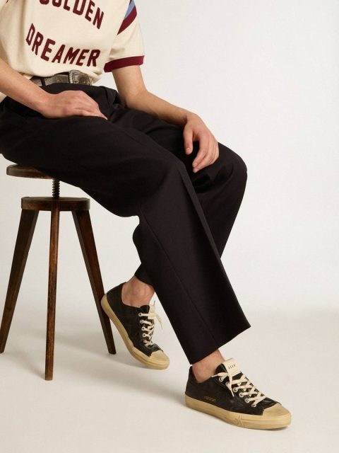 Men's V-Star In Black Nappa Leather With A Black Leather Star Golden Goose Men V-Star - Image 3