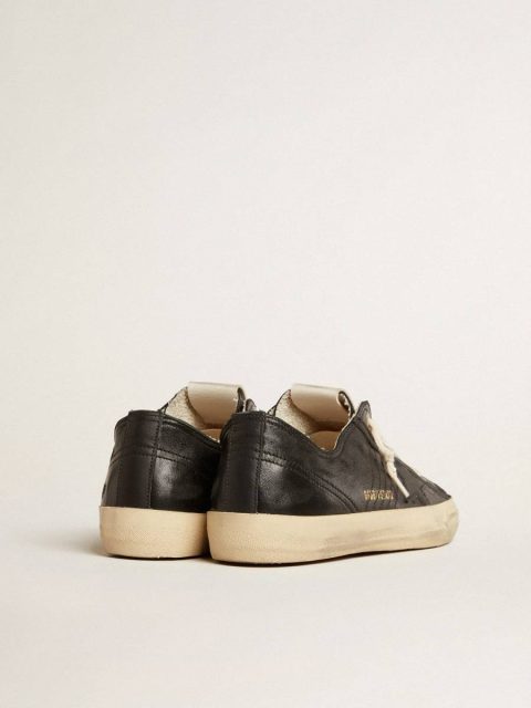Men's V-Star In Black Nappa Leather With A Black Leather Star Golden Goose Men V-Star - Image 5