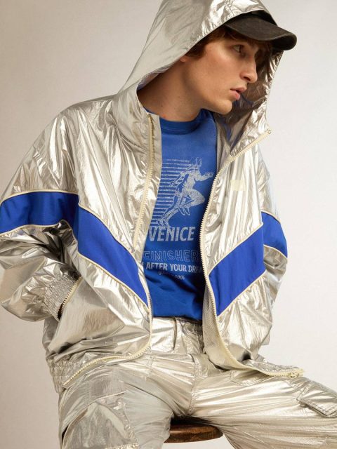Men's Windcheater In Silver Technical Fabric Men Silver Golden Goose Coats & Jackets - Image 2
