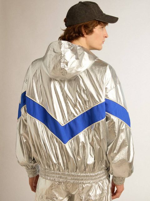 Men's Windcheater In Silver Technical Fabric Men Silver Golden Goose Coats & Jackets - Image 4