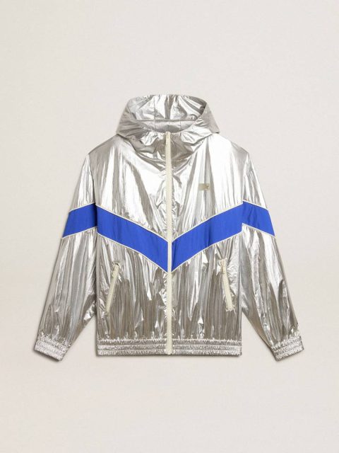 Men's Windcheater In Silver Technical Fabric Men Silver Golden Goose Coats & Jackets