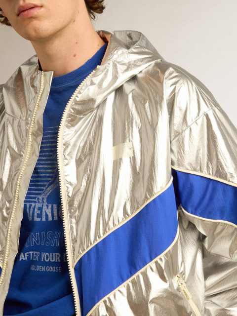 Men's Windcheater In Silver Technical Fabric Men Silver Golden Goose Coats & Jackets - Image 5