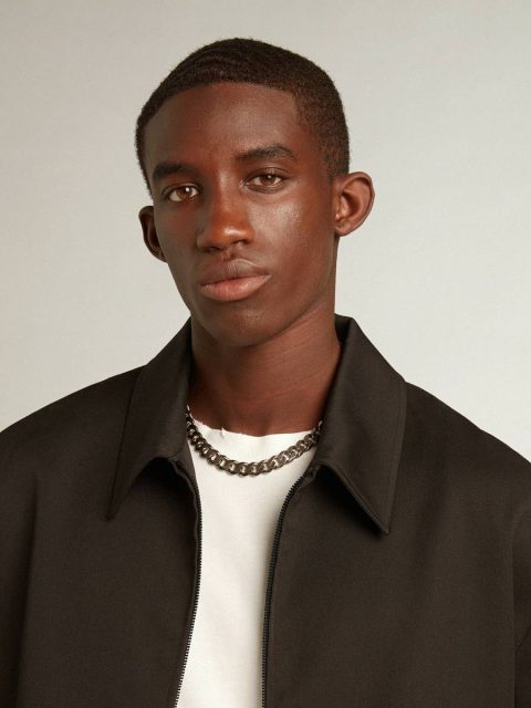 Men’s Zip-Up Jacket In Black Wool Gabardine Men Coats & Jackets Golden Goose Black - Image 2