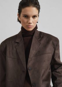Merida Faux Suede Blazer - Brown Women Brown Outerwear The Frankie Shop - Image 3