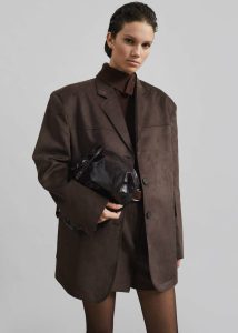 Merida Faux Suede Blazer - Brown Women Brown Outerwear The Frankie Shop - Image 5