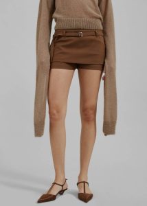 Micka Belted Skort - Brown Women Brown Bottoms The Frankie Shop - Image 3