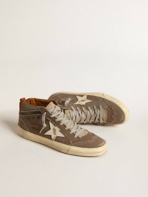 Mid Star Golden Goose Mid Star In Green Canvas With Leather Star And Black Flash Men - Image 2