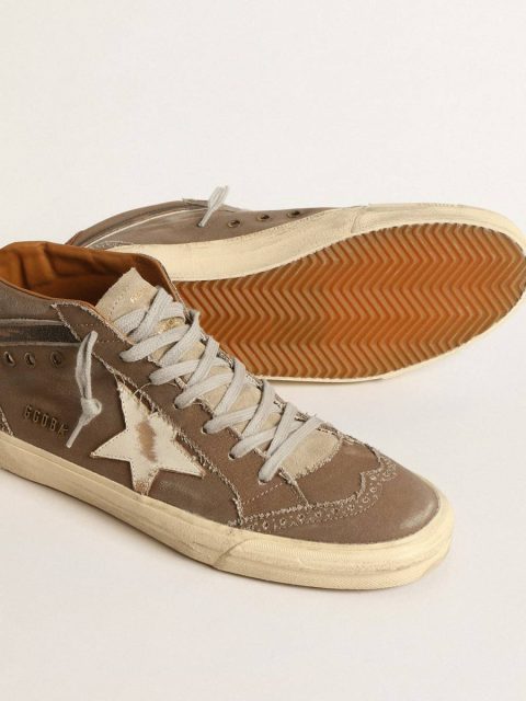 Mid Star Golden Goose Mid Star In Green Canvas With Leather Star And Black Flash Men - Image 3