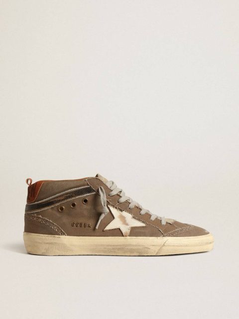 Mid Star Golden Goose Mid Star In Green Canvas With Leather Star And Black Flash Men