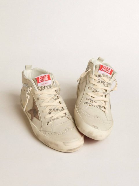 Mid Star Golden Goose White Women Women's Mid Star Ltd With Bronze Leather Star And Swarovski Crystal Flash - Image 2