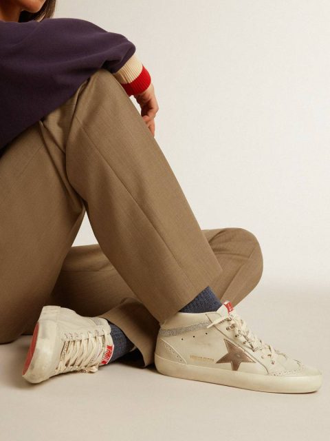 Mid Star Golden Goose White Women Women's Mid Star Ltd With Bronze Leather Star And Swarovski Crystal Flash - Image 3