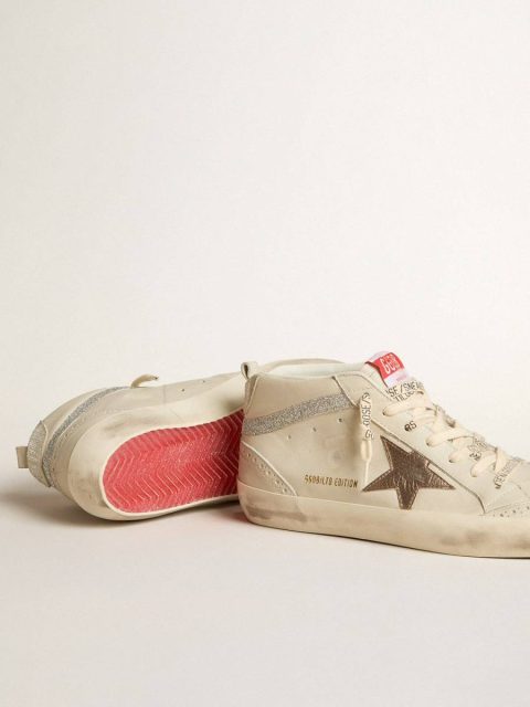 Mid Star Golden Goose White Women Women's Mid Star Ltd With Bronze Leather Star And Swarovski Crystal Flash - Image 4