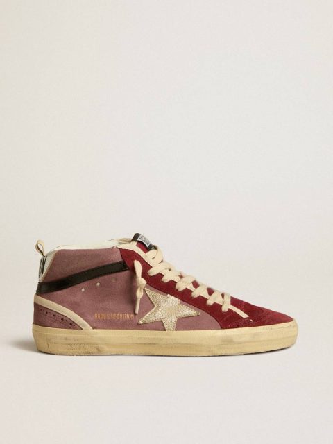 Mid Star Ltd In Violet Suede With Platinum Leather Star And Black Flash Golden Goose Mid Star Women