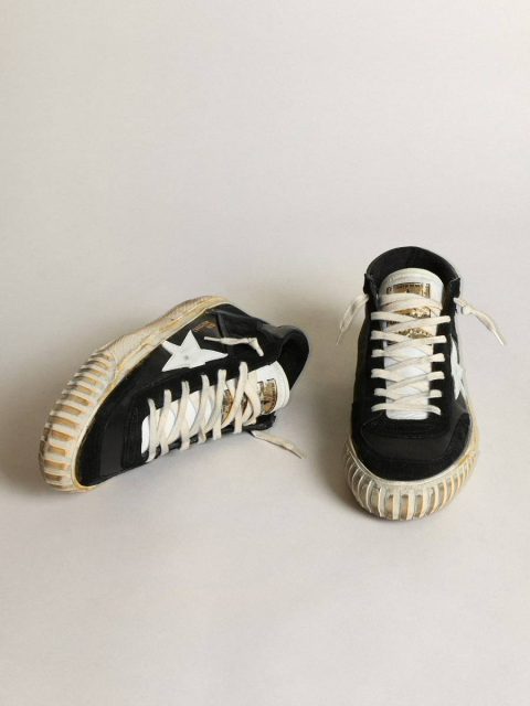 Mid Star Men’s Mid Star In Black Nappa And Suede With White Leather Star Men Golden Goose - Image 2