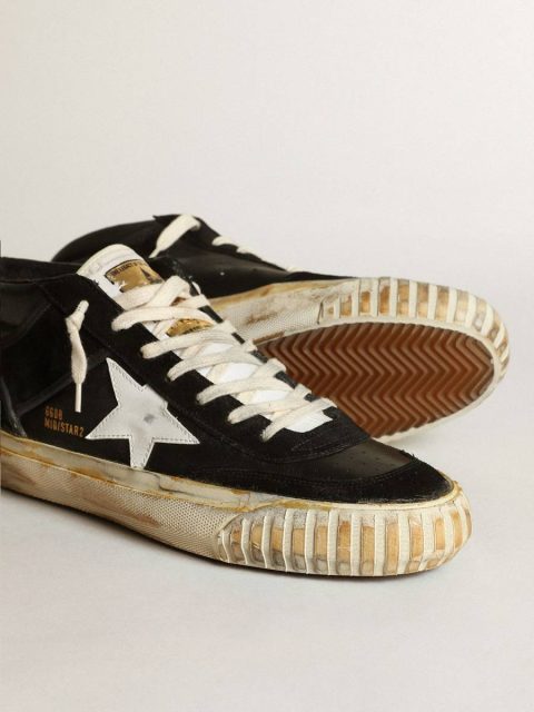 Mid Star Men’s Mid Star In Black Nappa And Suede With White Leather Star Men Golden Goose - Image 4