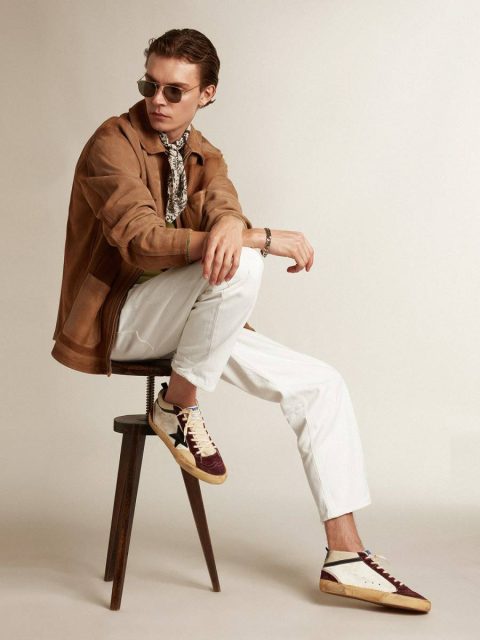 Mid Star Mid Star In Nappa With Black Suede Star And Wine-Red Inserts Golden Goose Men - Image 3