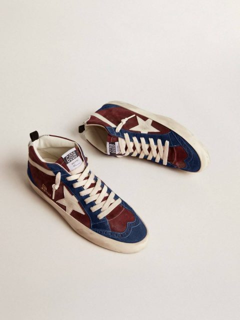 Mid Star Mid Star In Wine-Red Suede With White Nappa Star And Flash Men Golden Goose - Image 2