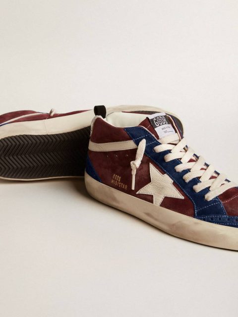 Mid Star Mid Star In Wine-Red Suede With White Nappa Star And Flash Men Golden Goose - Image 3