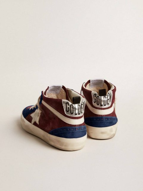 Mid Star Mid Star In Wine-Red Suede With White Nappa Star And Flash Men Golden Goose - Image 4
