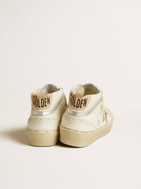 Mid Star White Women Mid Star With Glitter Star And Metallic Silver Leather Flash Golden Goose - Image 4