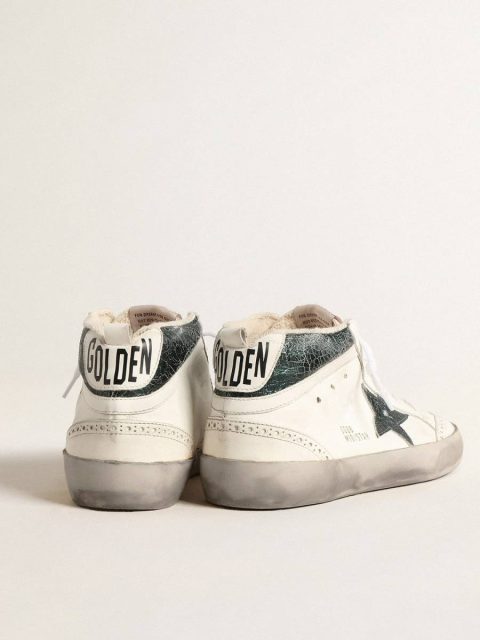 Mid Star With Green Metallic Leather Star And White Flash Men White Golden Goose Mid Star - Image 5