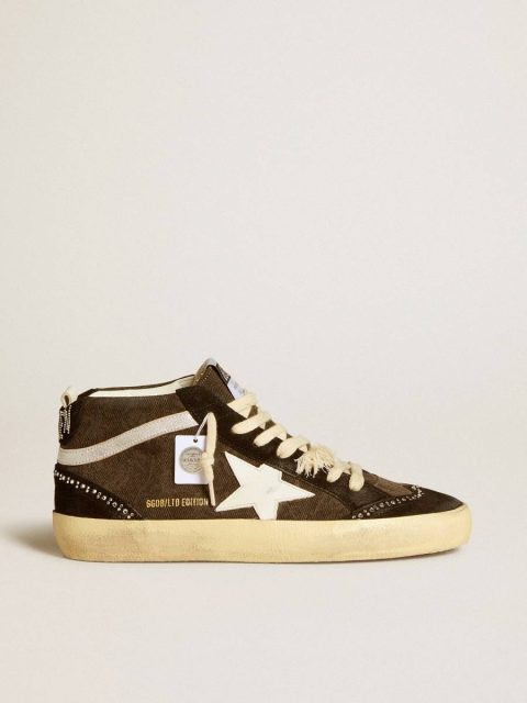 Mid Star Women Mid Star Ltd In Black Denim With Suede Inserts With Swarovski Crystals Golden Goose