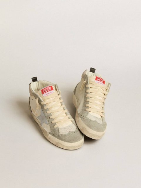 Mid Star Women Mid Star Ltd With Light Gray Leather Star And Gray Suede Inserts White Golden Goose - Image 2