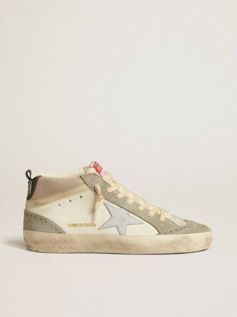 Mid Star Women Mid Star Ltd With Light Gray Leather Star And Gray Suede Inserts White Golden Goose
