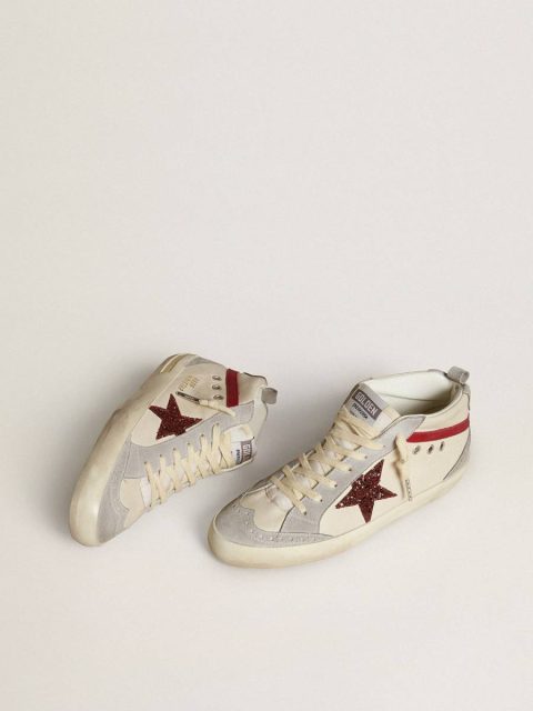 Mid Star Women’s Mid Star In Leather With Glitter Star And Red Nubuck Flash Women Golden Goose - Image 2