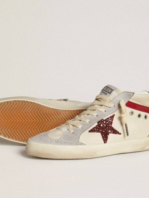 Mid Star Women’s Mid Star In Leather With Glitter Star And Red Nubuck Flash Women Golden Goose - Image 3