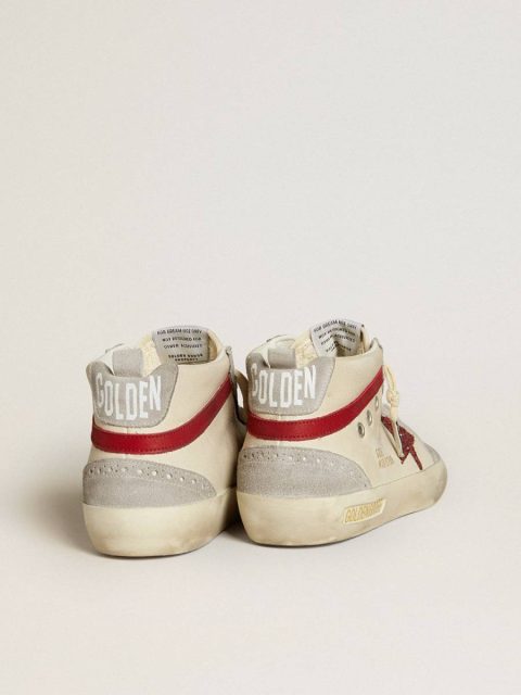 Mid Star Women’s Mid Star In Leather With Glitter Star And Red Nubuck Flash Women Golden Goose - Image 4