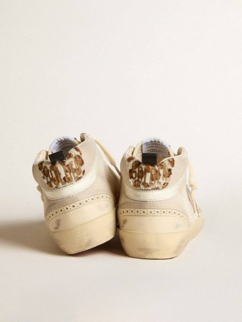 Mid Star Women's Mid Star In Mesh With Platinum Glitter Star And White Leather Flash Golden Goose Women - Image 4